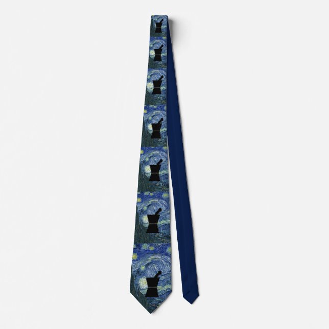 Pharmazie Krawatte Van Gogh Starry Night Navy (Vorderseite)