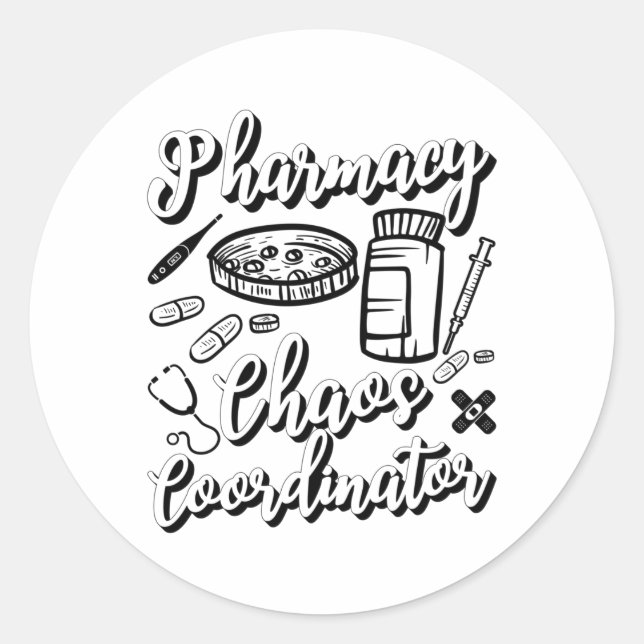 Pharmazie Pharmacy Chaos Koordinator Runder Aufkleber (Vorderseite)
