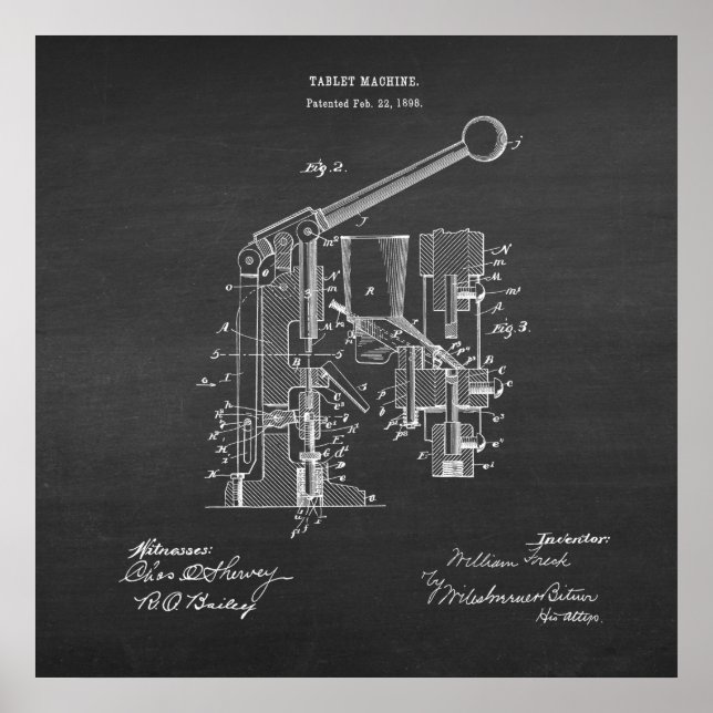Pharmazie Print #5 Tablet Machine Patent Poster (Vorne)