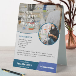 Pharmazie Services Custom Table Tent Sign Tischaufsteller