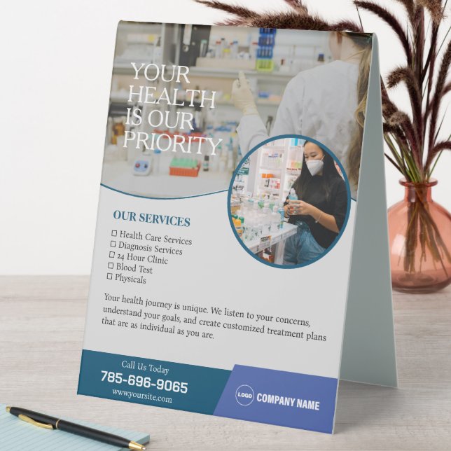 Pharmazie Services Custom Table Tent Sign Tischaufsteller (In Situ (Tisch))