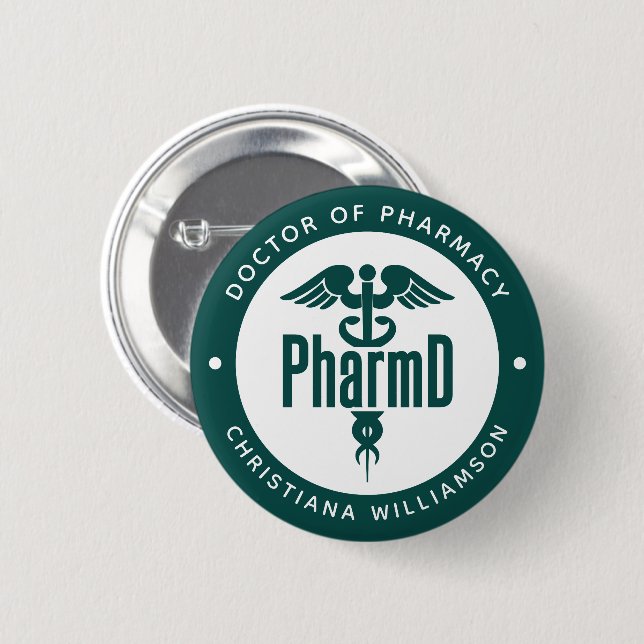 PharmD Arzt des Pharmazeutischen Abschlusses Apoth Button (Vorne & Hinten)