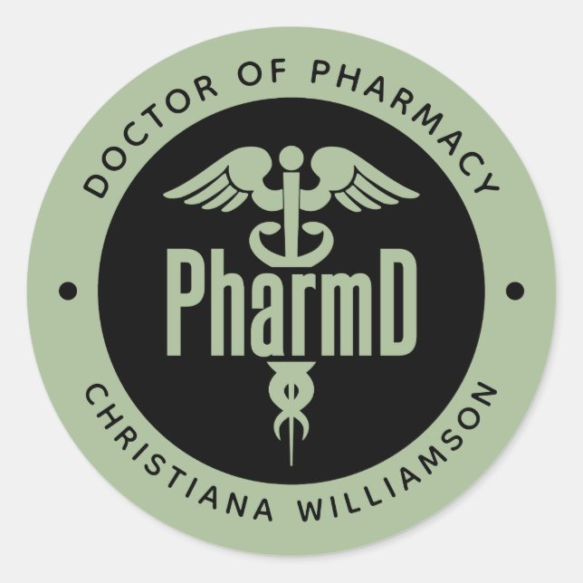 PharmD Arzt des Pharmazeutischen Abschlusses Apoth Runder Aufkleber (Vorderseite)