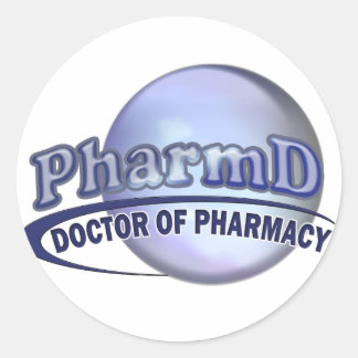 PharmD BLUE LOGO - ARZT DER ARZNEIMITTEL Runder Aufkleber