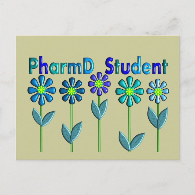 PharmD Student BLUE FLOWERS Postkarte (Vorderseite)