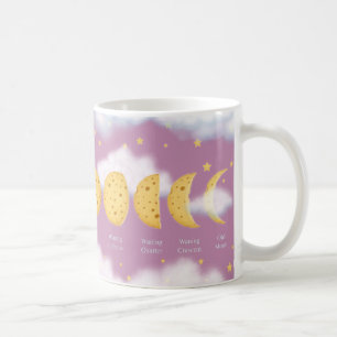 Phasen der Käse Moon Pink Sky Lunar Diagramm Kaffeetasse