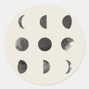 Phasen der Wasserfarbe des Mondes Lunar Runder Aufkleber
