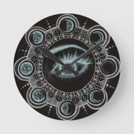 Phasen des Mond-Auges Runde Wanduhr