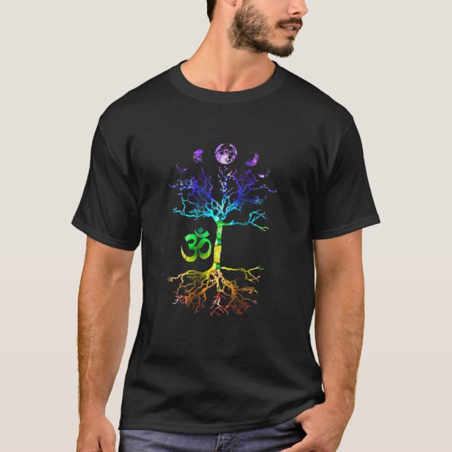 Phasen des Mondbaums Om Chakra T-Shirt (Vorderseite)