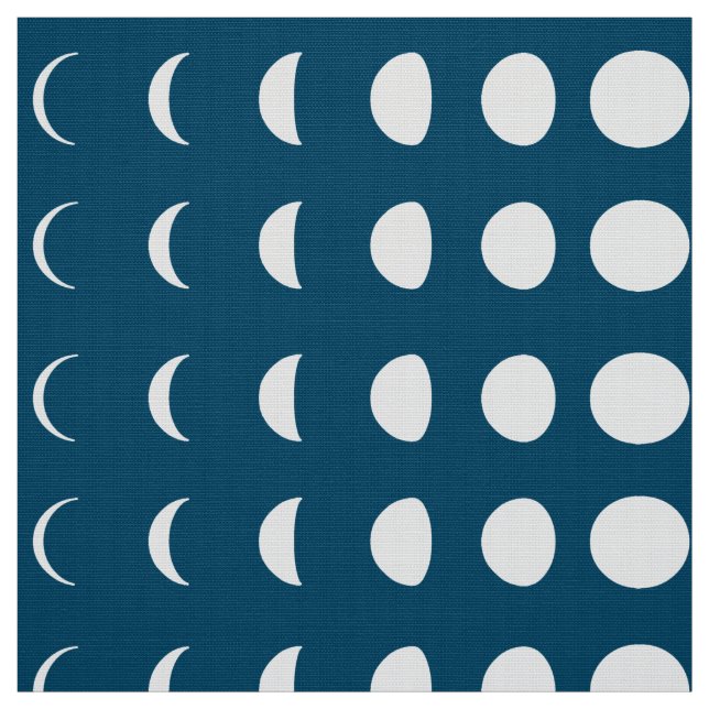 Phasen des Mondes auf Deep Midnight Blue Stoff (Muster)