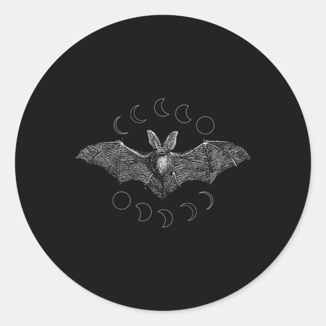 Phasen des Mondvampire Bat Goth Lunar Wi Runder Aufkleber (Vorderseite)