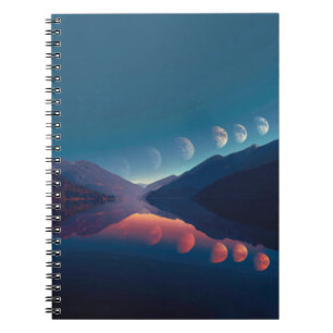 Phasen des Moon Lake Reflection Notebook Notizblock