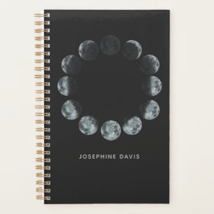Phases de lune d'aquarelle noire personnalisées