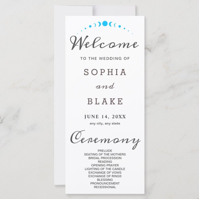 Phases de Lune Turquoise Programme de mariage Blan (Devant)