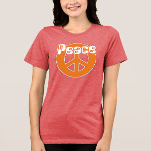 Phat Orange Aqua White Retro 60er Jahre Frieden Tri-Blend Shirt