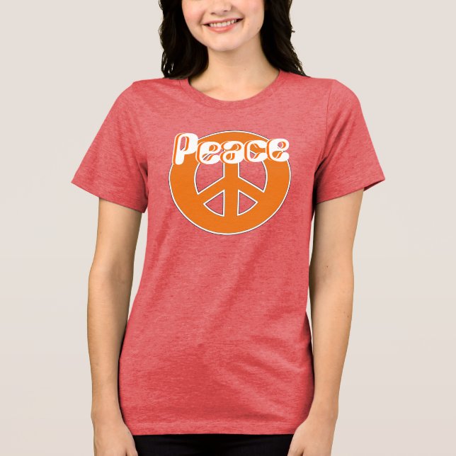 Phat Orange Aqua White Retro 60er Jahre Frieden Tri-Blend Shirt (Vorderseite)