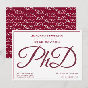 PhD-Abitur Burgund White Graduation Party Einladung