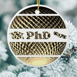 PhD Abschluss Gold Keramik Ornament