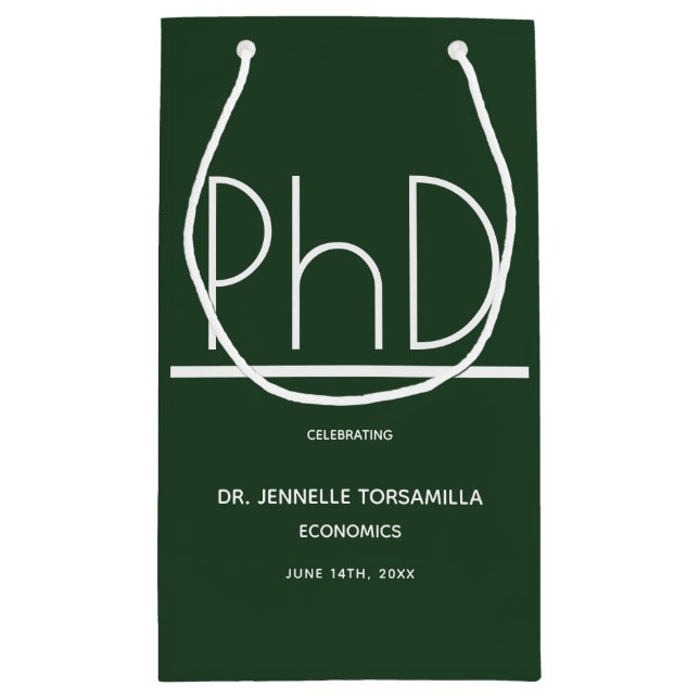 PhD-Absolvent Partei Small Green Kleine Geschenktüte (Rückseite)