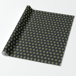 Phd Cap Gold Schwarzes Muster Doktorgrad Geschenkpapier