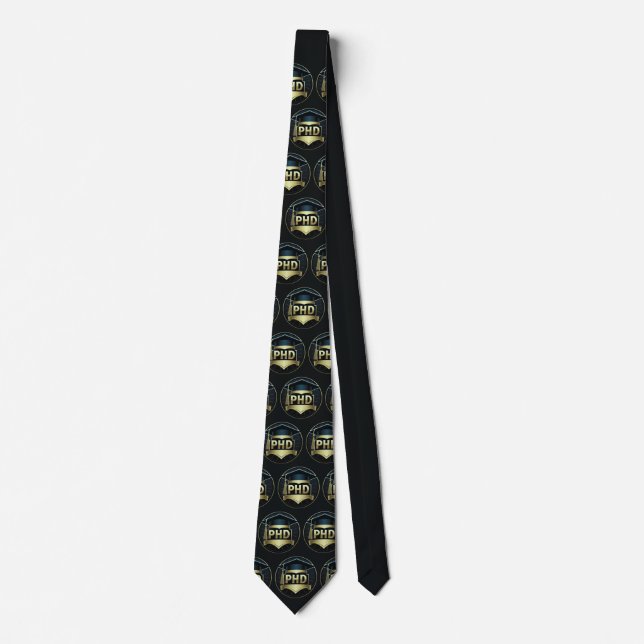 Phd Cap Gold Schwarzes Muster Doktorgrad Krawatte (Vorderseite)
