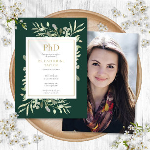 Phd Degree Emerald Greenery Foto Abschluss Einladung