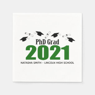 PhD Grad 2021 Abschlüsse und Diplome (grün) Serviette