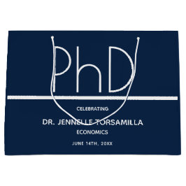PhD Grad Blue Graduation Party Große Geschenktasch Große Geschenktüte