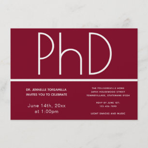 PhD-Grad Burgund White Graduation Party Einladung