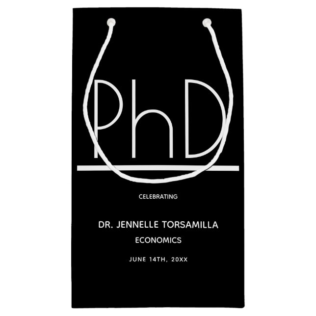PhD-Grad-Graduation Party Small Black Small Small Kleine Geschenktüte (Rückseite)