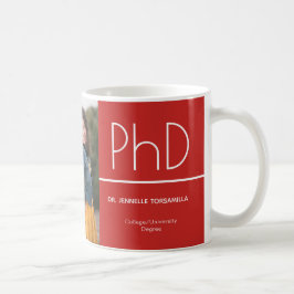 PhD-Grad-Rot-Weiß-Abschluss-Foto Keepake Kaffeetasse