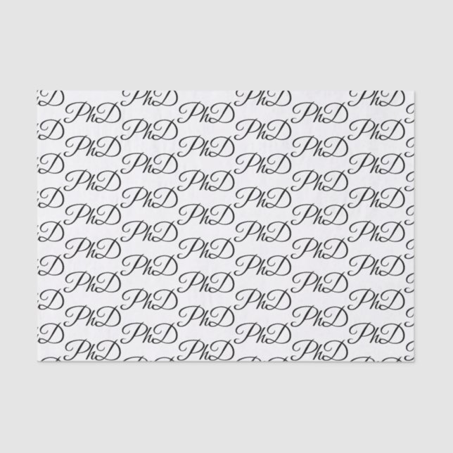PhD-Grad-White Black Abschluss Celebration Seidenpapier (Vorderseite)