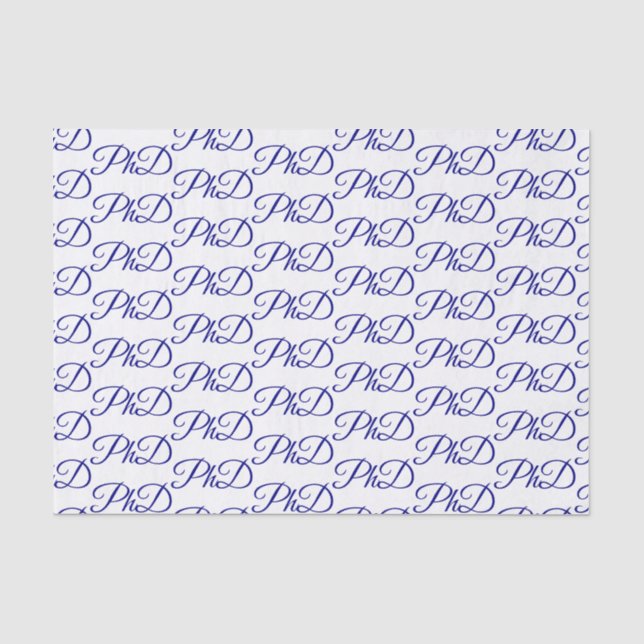 PhD-Grad White Blue Abschluss Celebration Seidenpapier (Vorderseite)