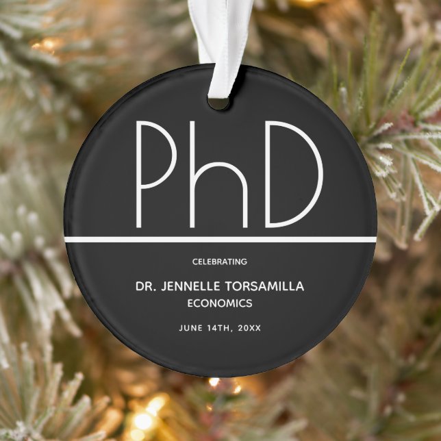 PhD Graduation Party Black Keepake Ornament (Baum)