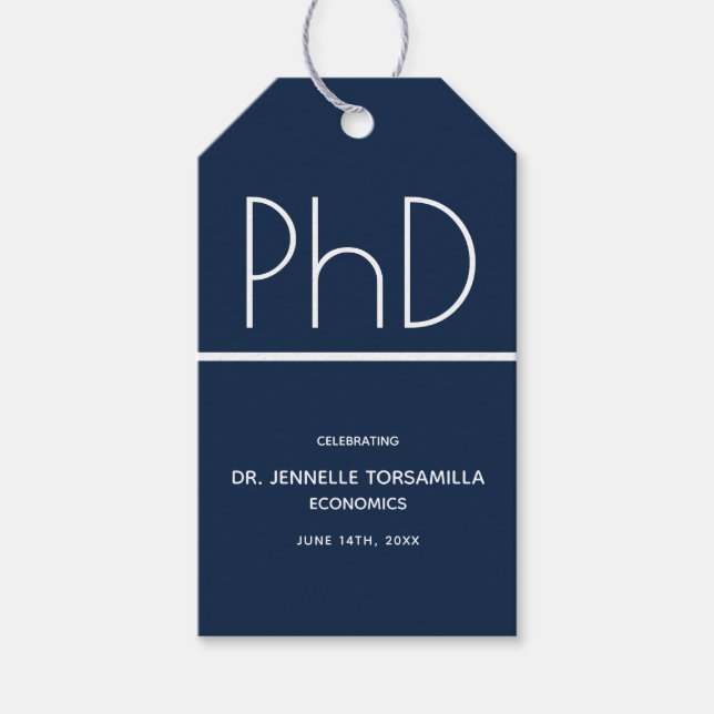 PhD Graduation Party Blue Geschenkanhänger (Vorderseite)