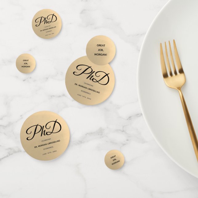 PhD Great Job Name Gold Black Gray Abschluss Konfetti (Gruppe)