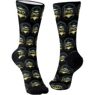 Phd hatte einen goldschwarzen Muster Doktorgrad Socken