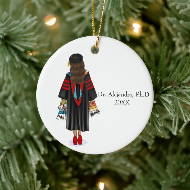 PhD Latina Graduate mit Individuelle Name Keramik Ornament (Baum)