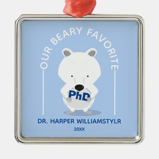 PhD Lieblings-Polar-Bär Funny-Abschluss Ornament Aus Metall (Vorne)