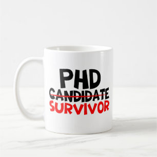 Phd Survivor Typografie rot schwarz Kaffeetasse