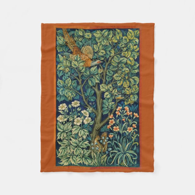 Pheasant Bird in a Tree (von William Morris) Fleecedecke (Vorderseite)