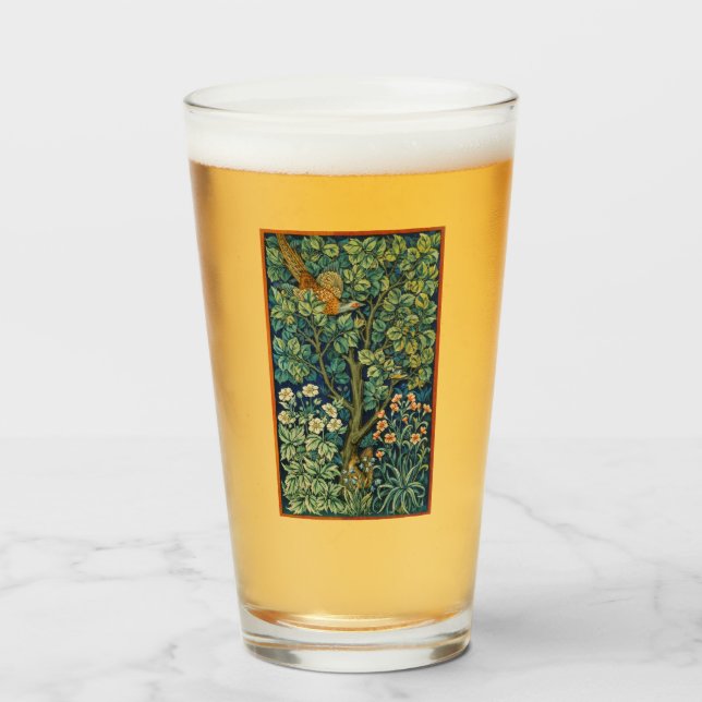 Pheasant Bird in a Tree (von William Morris) Glas (Vorne (Gefüllt))