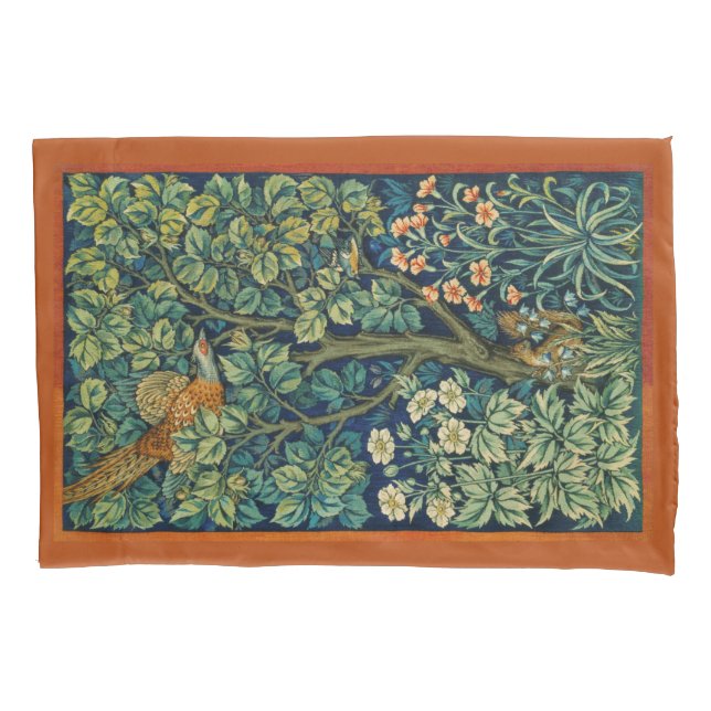 Pheasant Bird in a Tree (von William Morris) Kissenbezug (Vorderseite-Links)