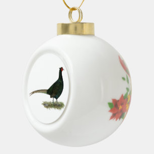 Pheasant Black Rooster Keramik Kugel-Ornament