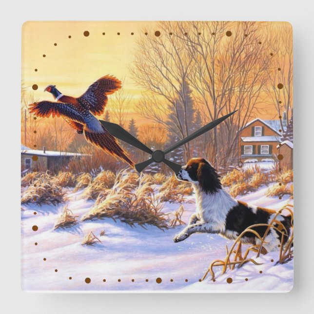 Pheasant ermutigt zu fliegen quadratische wanduhr (Vorderseite)