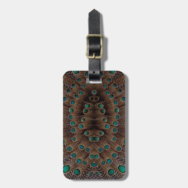 Pheasant Fether Fraktal Design Gepäckanhänger (Vorderseite vertikal)