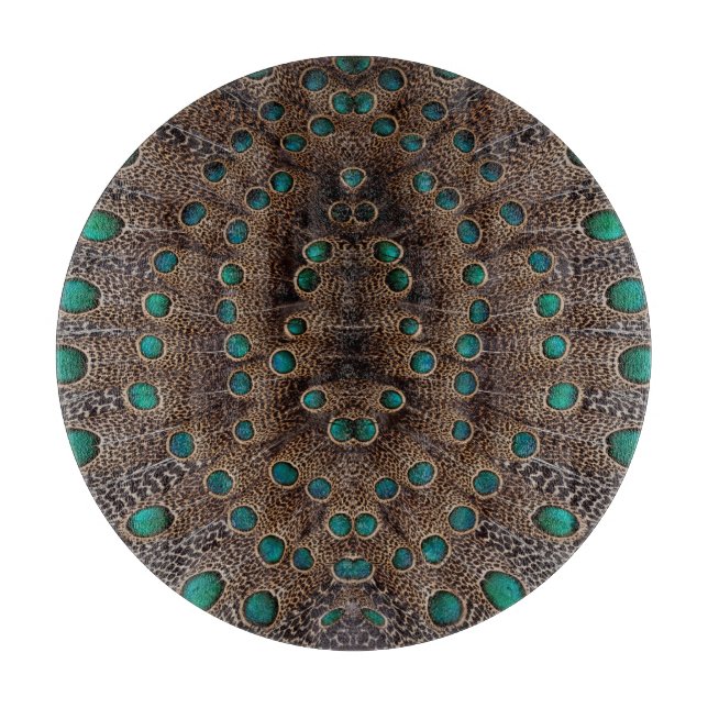 Pheasant Fether Fraktal Design Schneidebrett (Vorderseite)