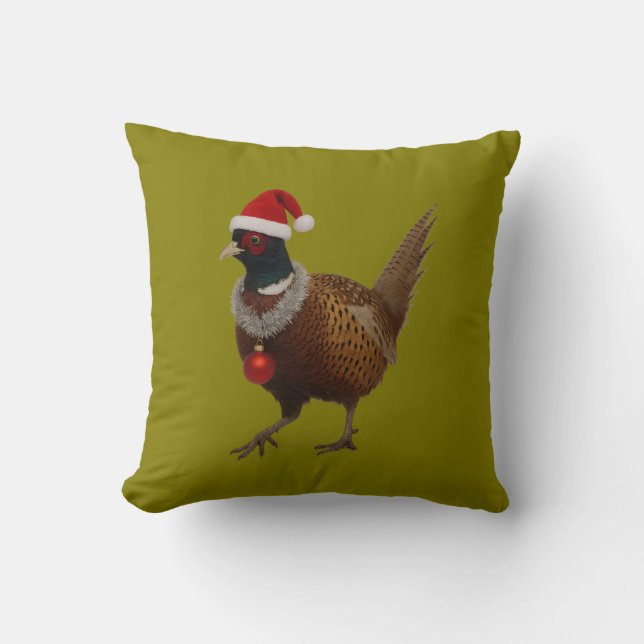 Pheasant looking festive Christmas Kissen (Vorderseite)