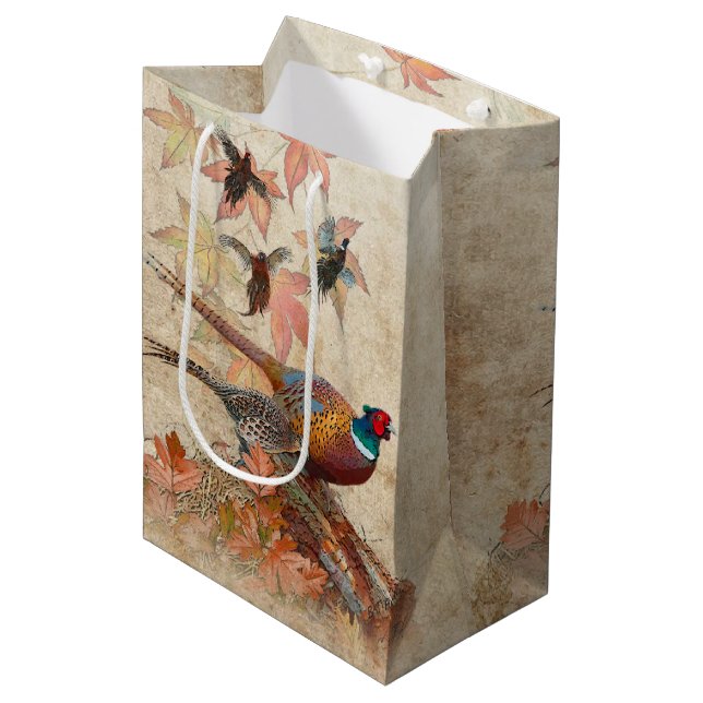 Pheasant Medium Geschenktasche Mittlere Geschenktüte (Vorderseite Schrägansicht)