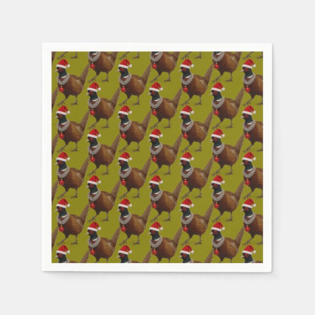 Pheasant pattern Christmas paper party napkins Serviette (Vorderseite)